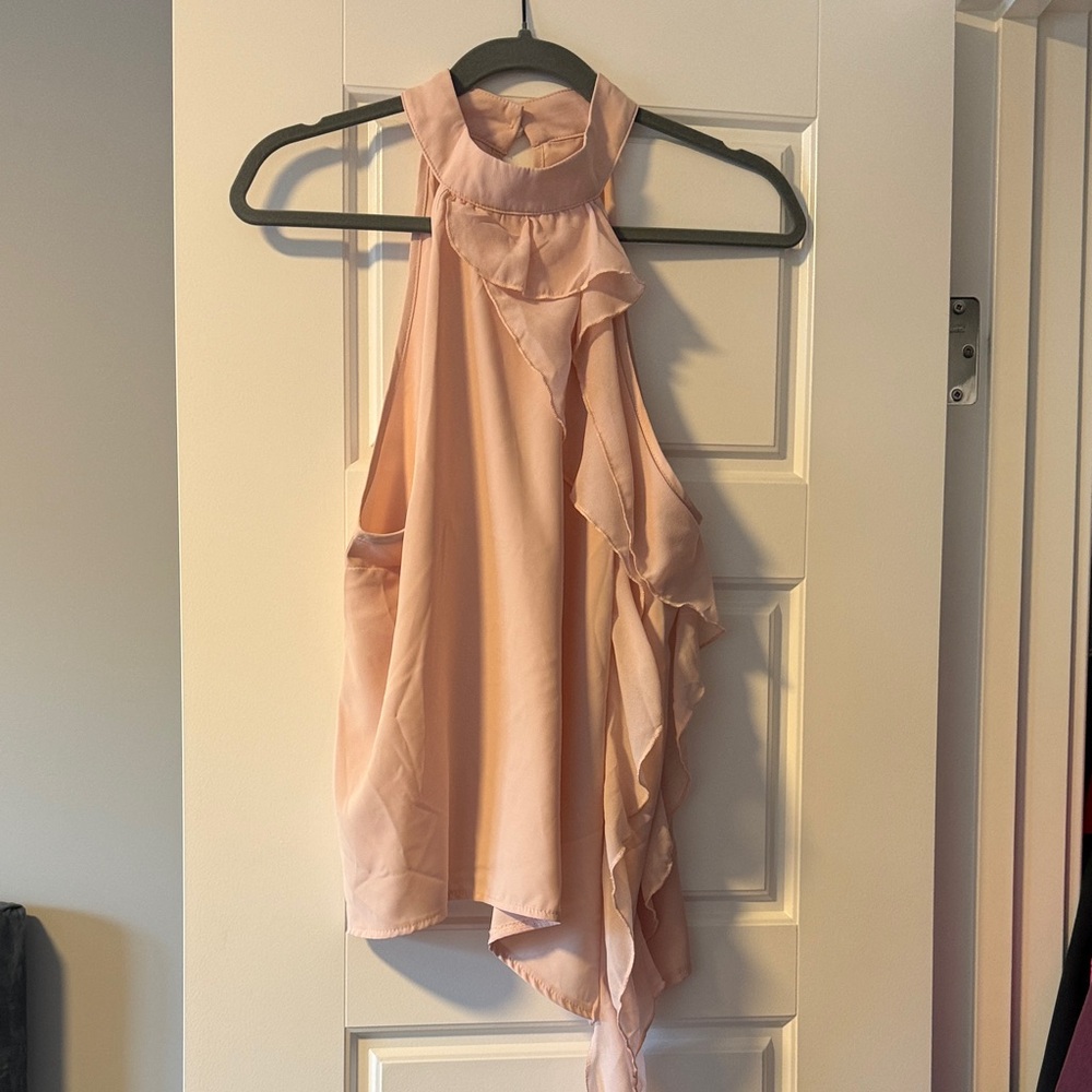 SHEIN Pink Ruffle Halter Top